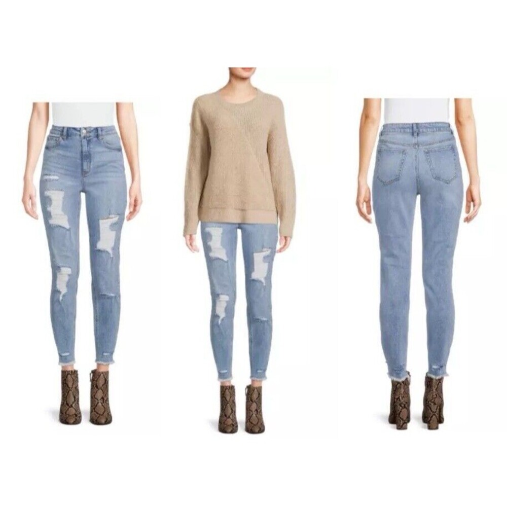 Tinseltown Distressed Hi-Rise Mom Jeans w Raw Hem Size 5/27 NWT 80s 90s Retro